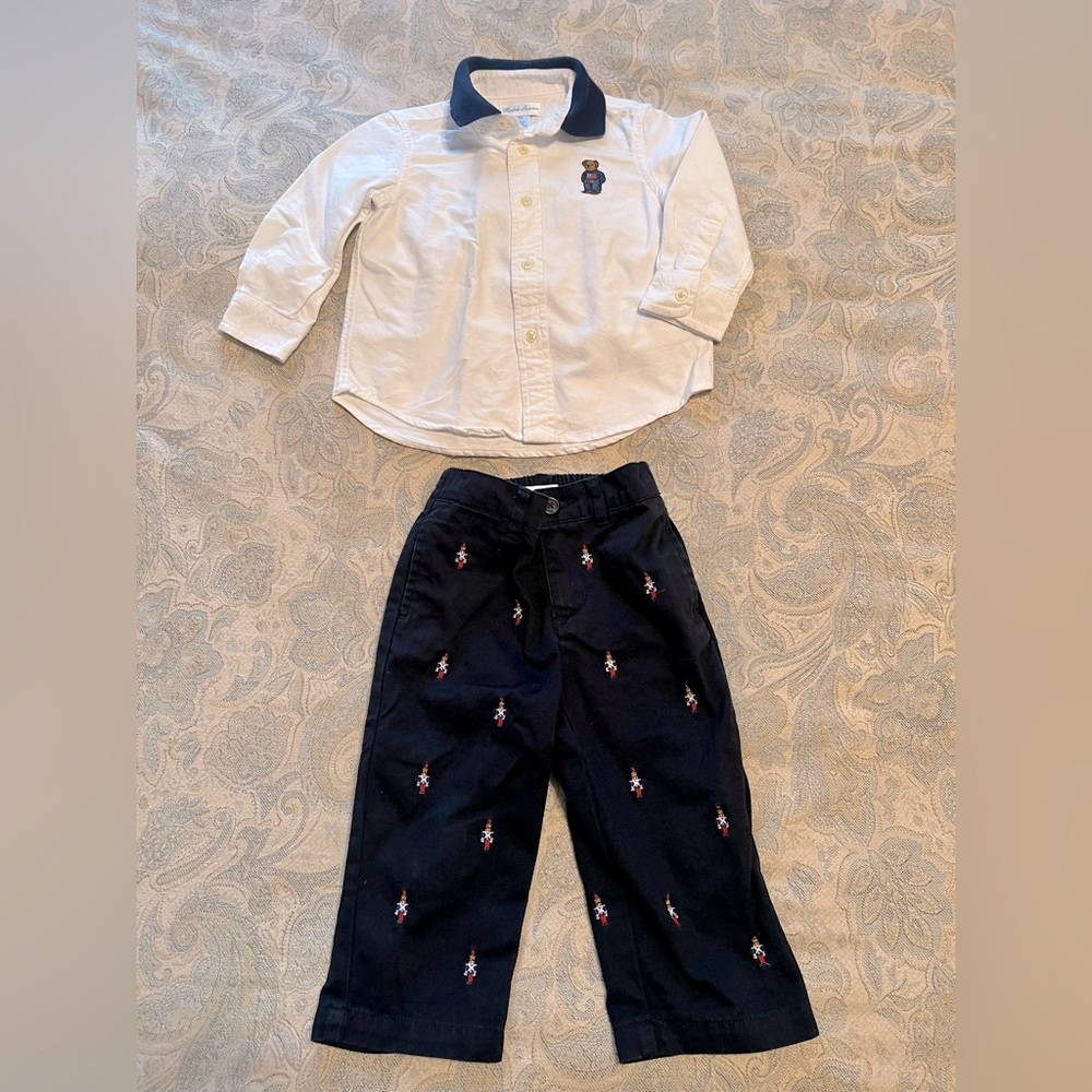Ralph Lauren bear button down & Janie and Jack nutcracker pants.